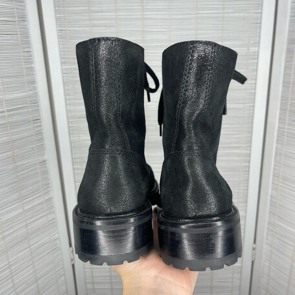 Paige Marline Black Leather Combat Boots Size 6 - Picture 4 of 8